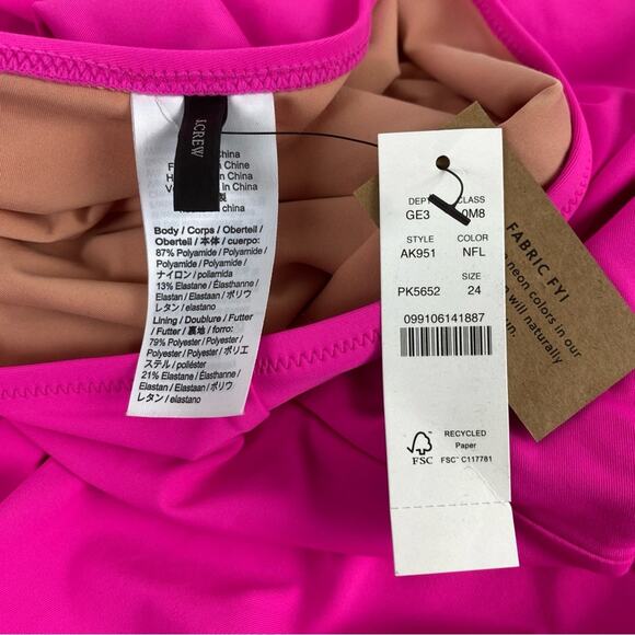 J.Crew Hot Pink Cutout One Piece Swimsuit Sz.24 NWT - Picture 7 of 14